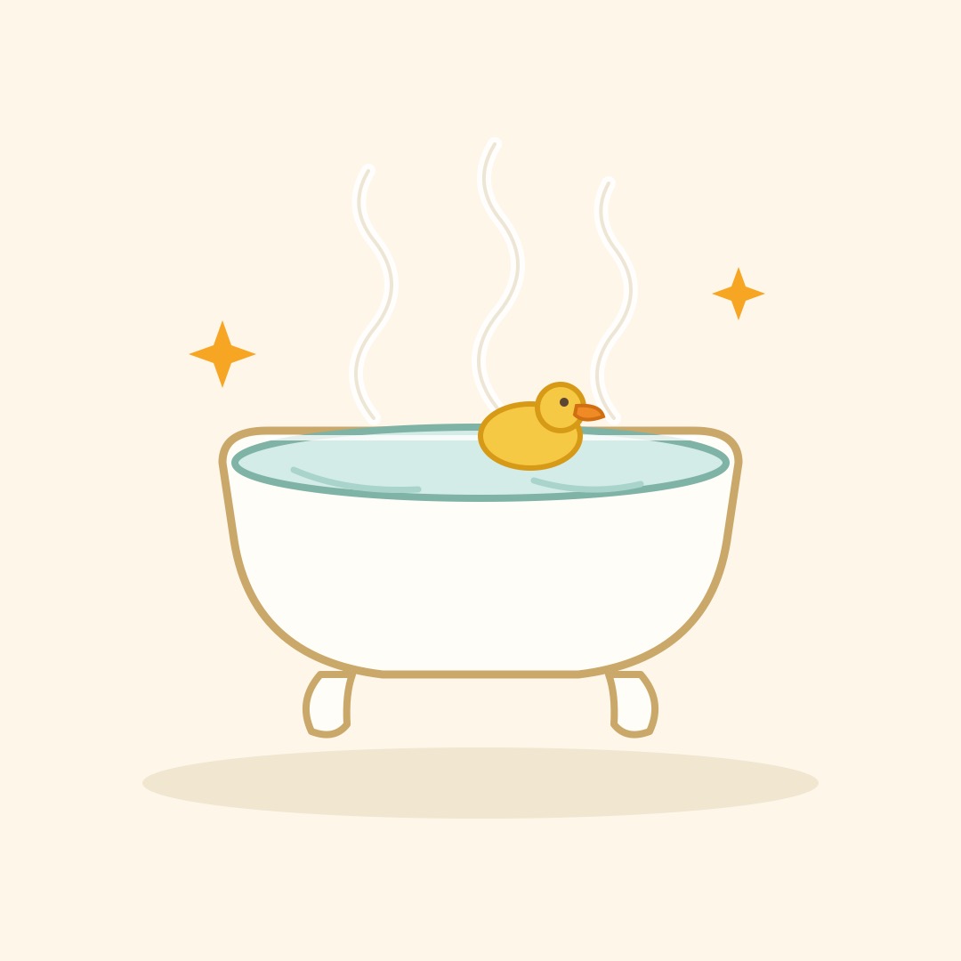 湯気の立つあたたかいお風呂のイラスト