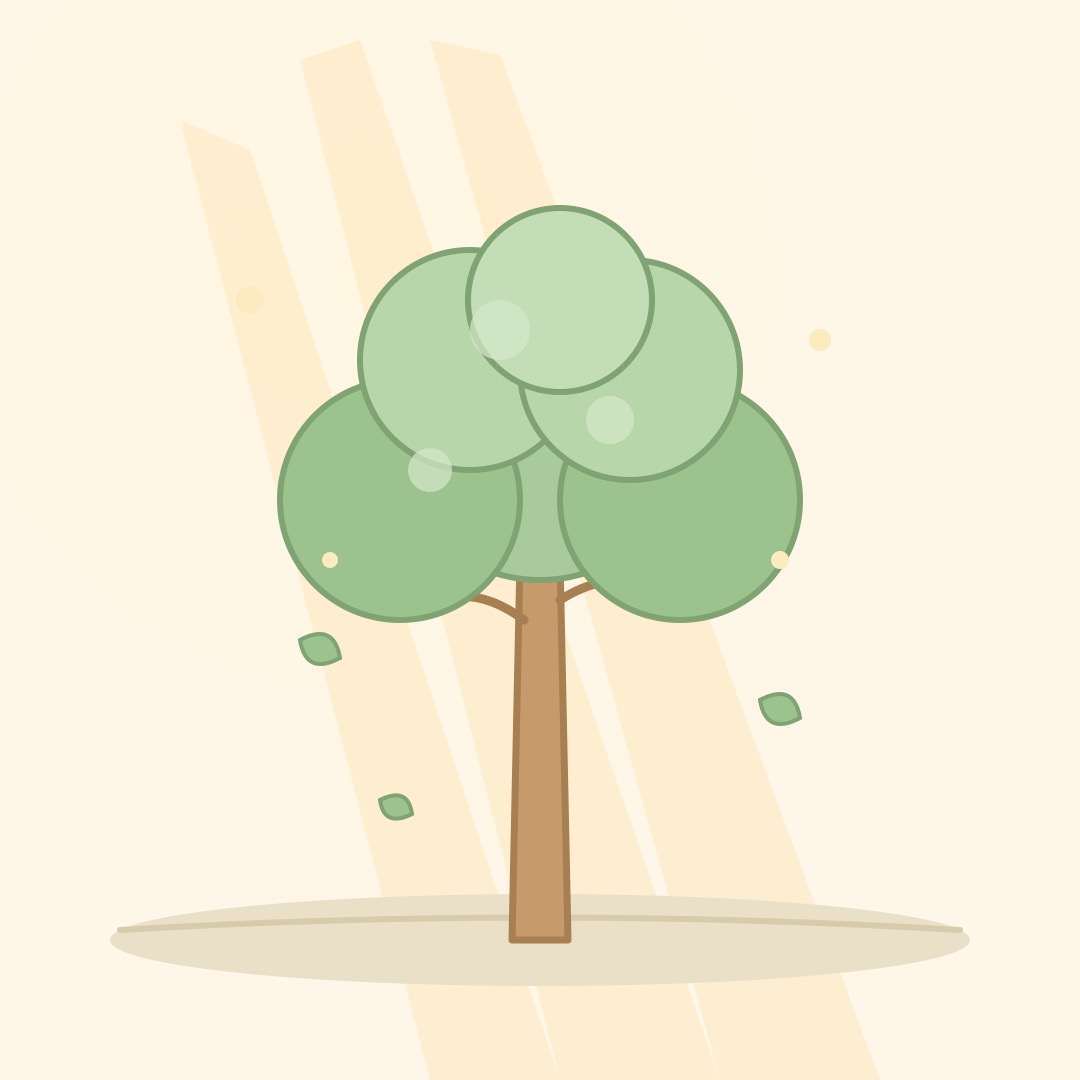 やわらかい木漏れ日のイラスト
